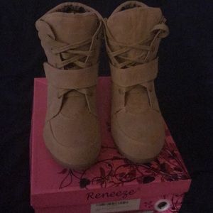 New Beige Wedge Booties
